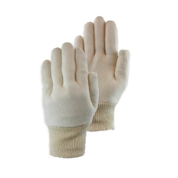 Cotton Interlock Glove Ecru Knit wrist 20-220